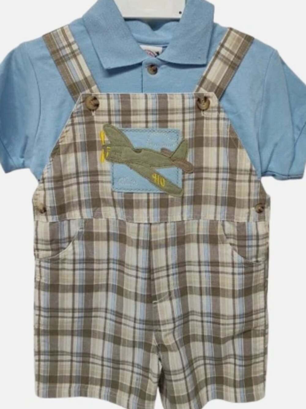 Good Lad of Philadelphia Boys 3T Matching Coverall Short & Collard Short Sleeve